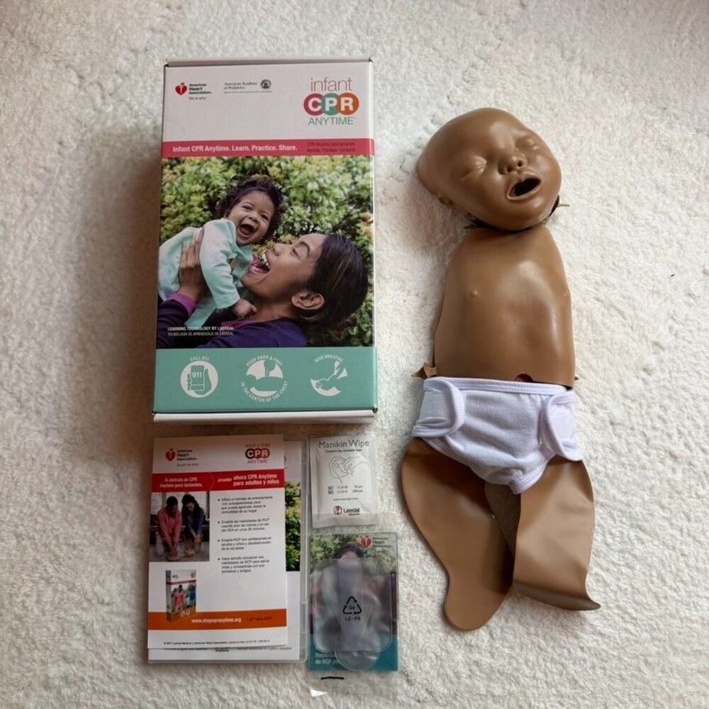 BRAND NEW AHA Infant CPR Anytime Mini Baby Practice Manikin & Instruction DVD
